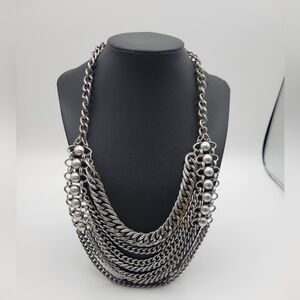 Bold Silver tone Large Heavy Statement Gothic Necklace